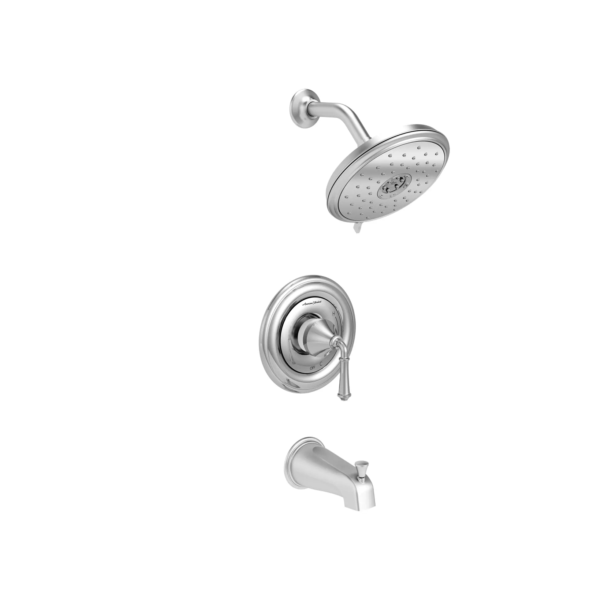 Portsmouth Round Tub and Shower Trim Kit with Water-Saving Showerhead and Double Ceramic Pressure Balance Cartridge with Lever Handle — thumbnail 3